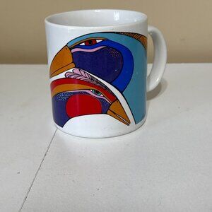 Vintage Laurel Burch Tropical Exotic Colorful Pair of Birds Coffee Mug Cup Japan